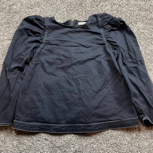 Ulla Johnson Tops - Ulla Johnson Womens Medium Black Puff Sleeve Cotton Spandex Zipper Back Top